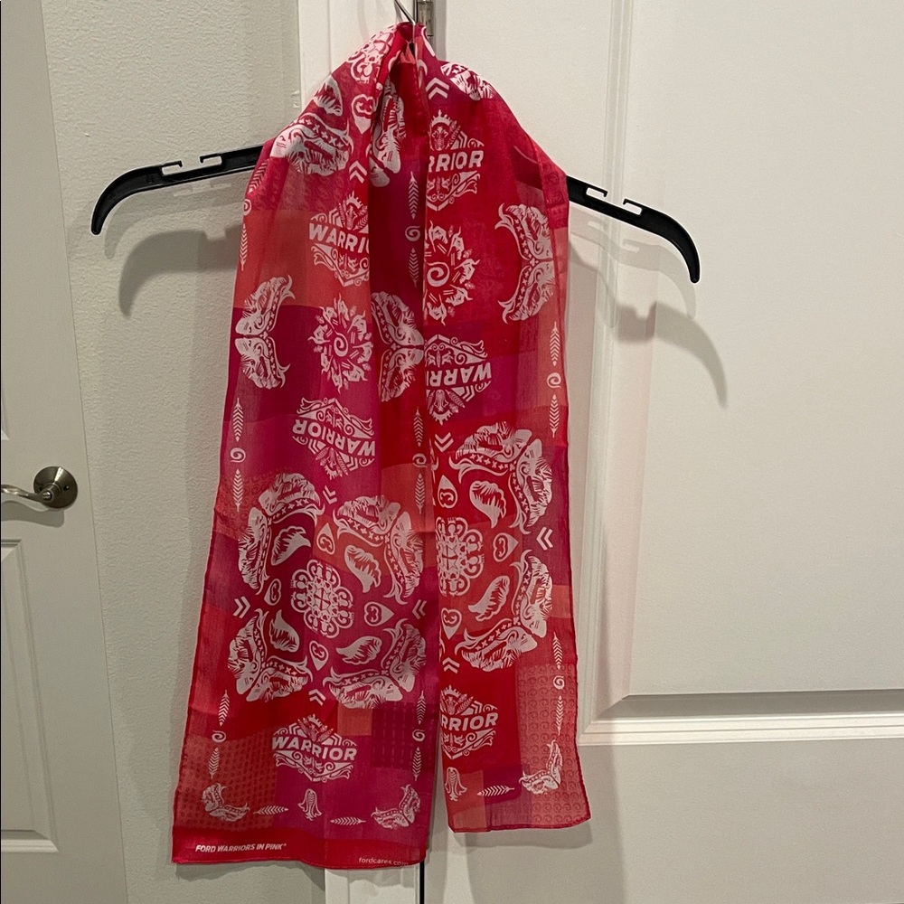 Pink breast cancer warrior printed Bandana-Style Lightweight Women's Scarf.